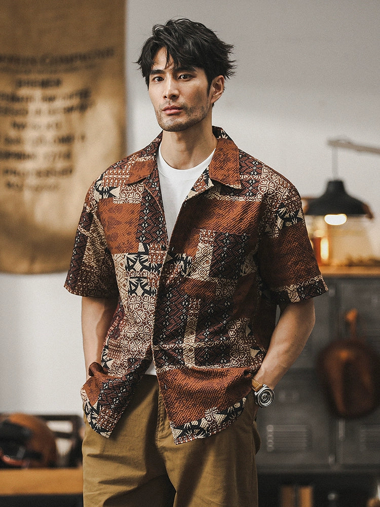 Hawaiian-style Cuban Collar Shirt