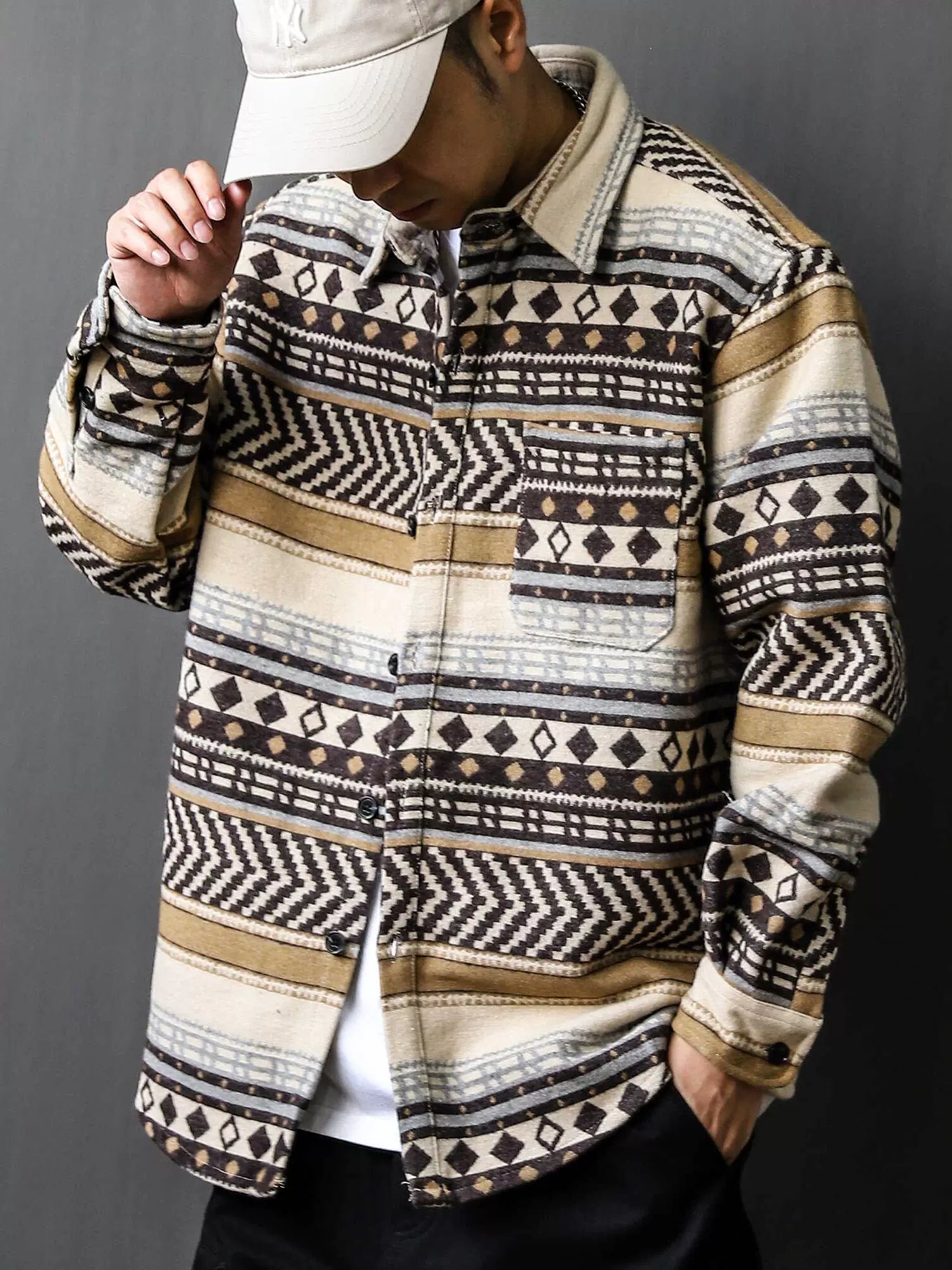 Vintage Ethnic Style Long Sleeve Shirt Jacket