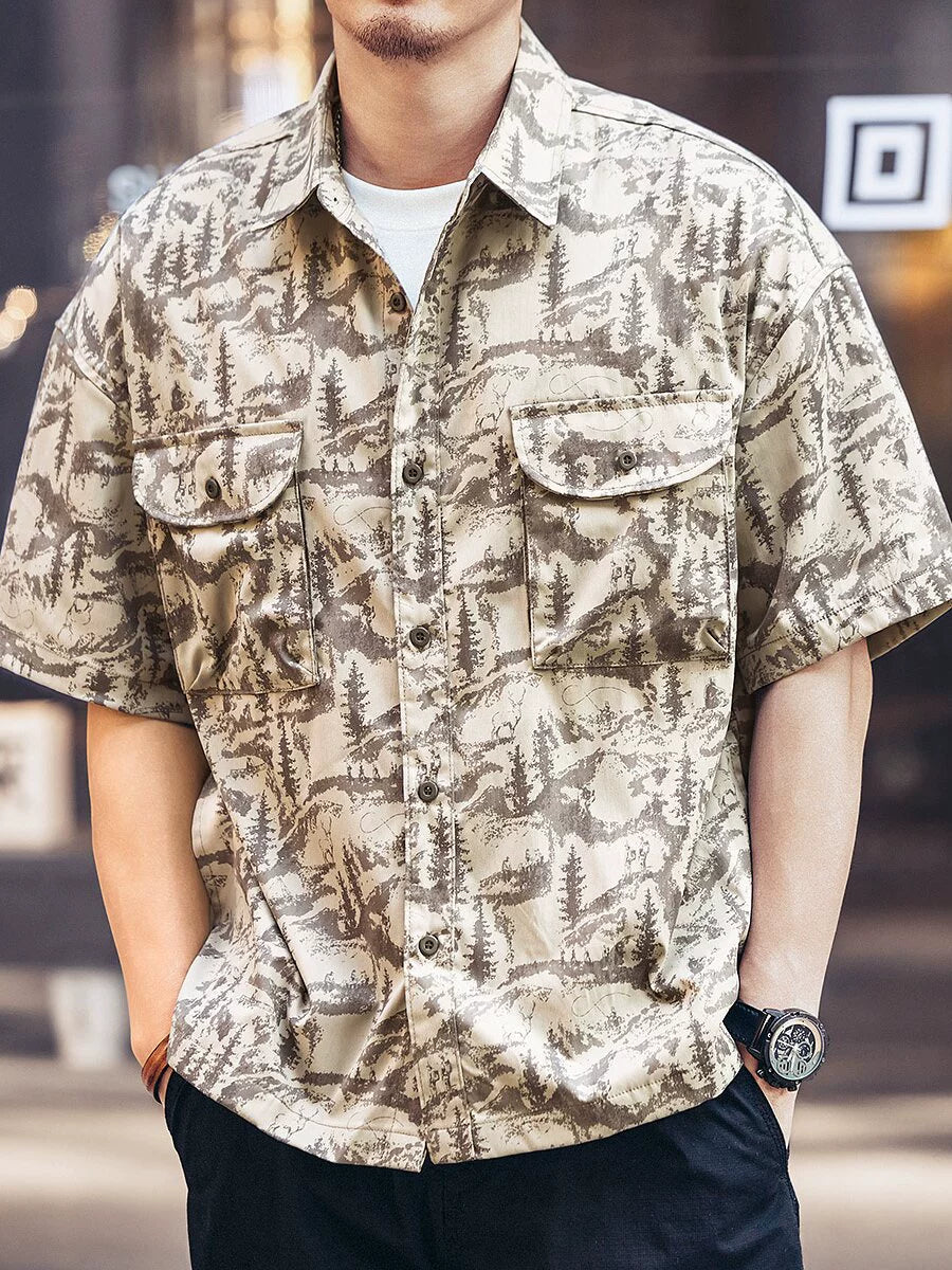 Camouflage Print Workwear Short Sleeve Shirt