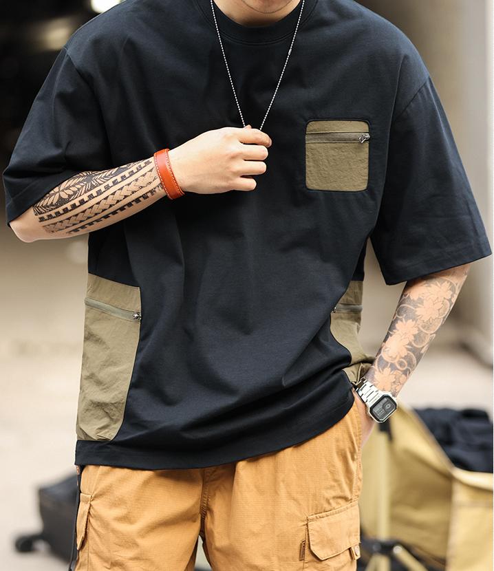 Vintage Outdoor Zip Pocket Short Sleeve T-Shirt