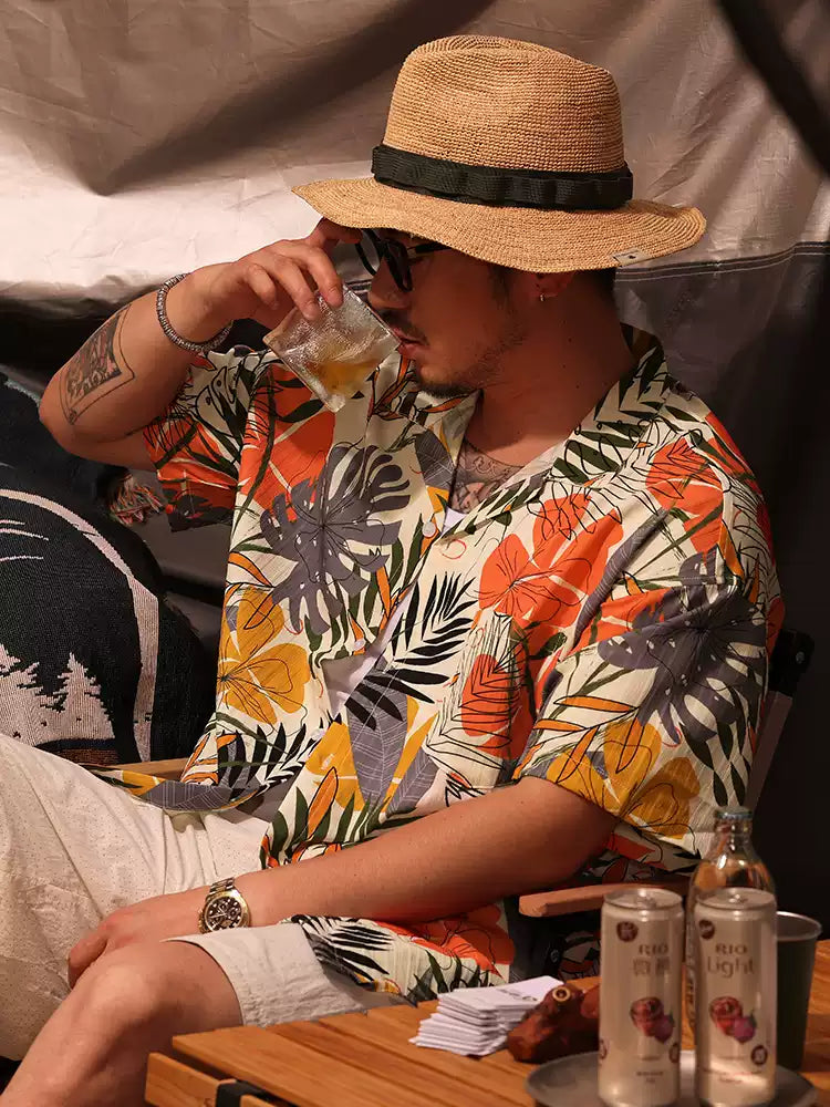 Relaxed Hawaiian Beach Style Airy Printed Shirt