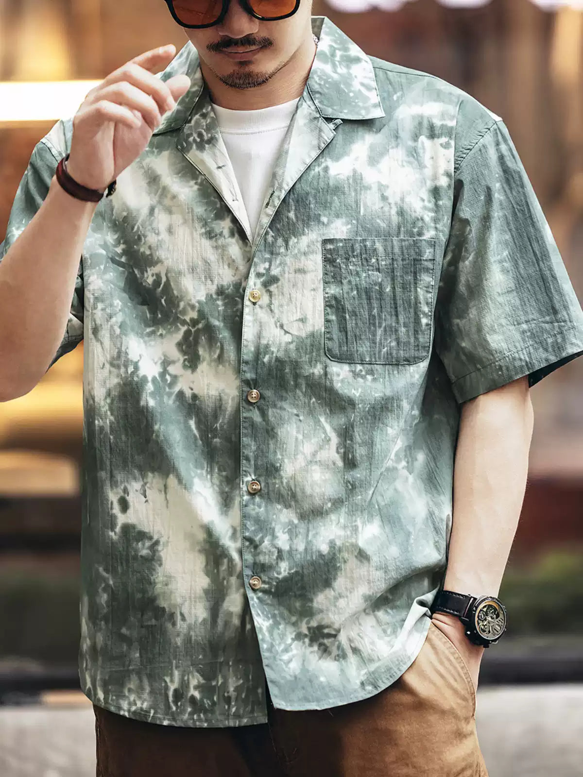 Tie-Dye Print Short Sleeve Shirt