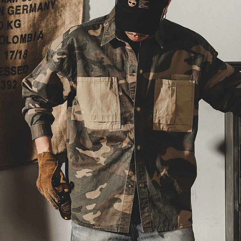 Vintage Camouflage Long Sleeve Shirt Jacket