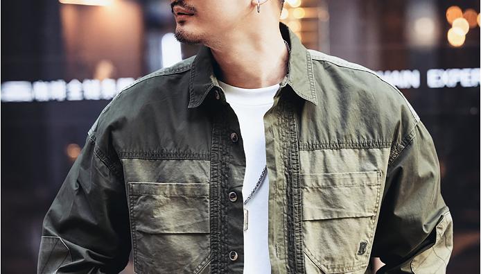 Vintage Patchwork Workwear Long-Sleeve Jac-Shirt