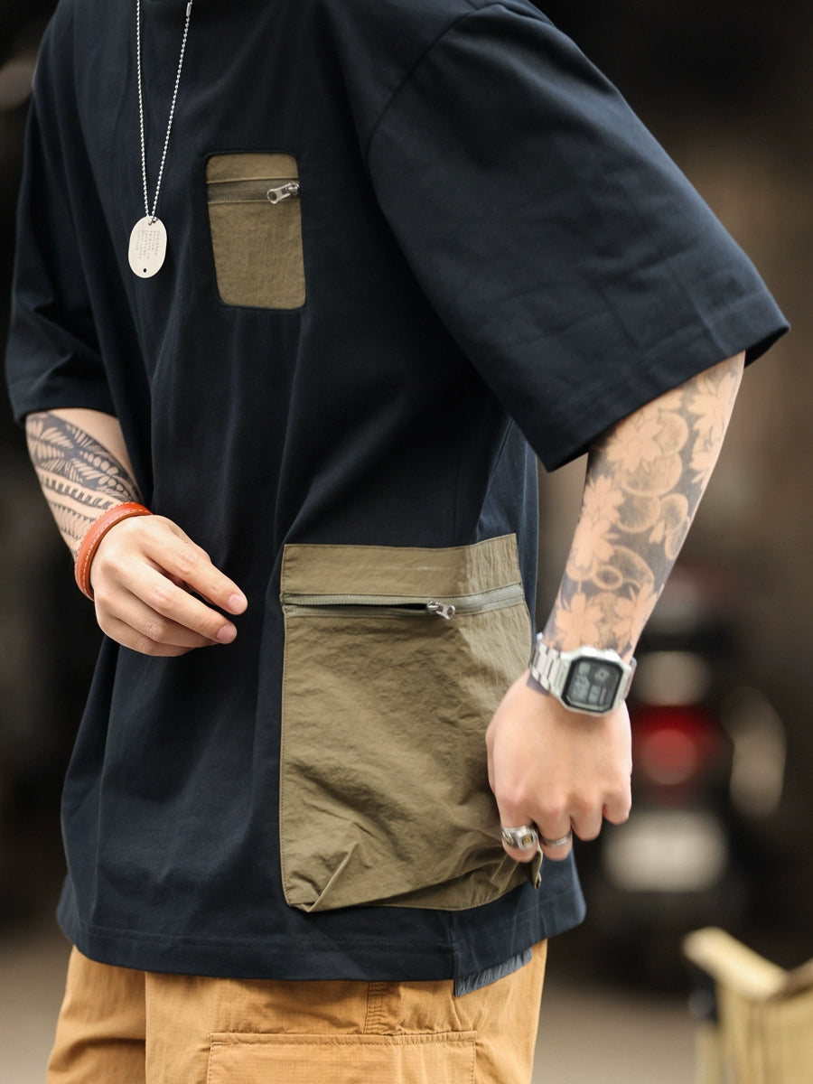 Vintage Outdoor Zip Pocket Short Sleeve T-Shirt