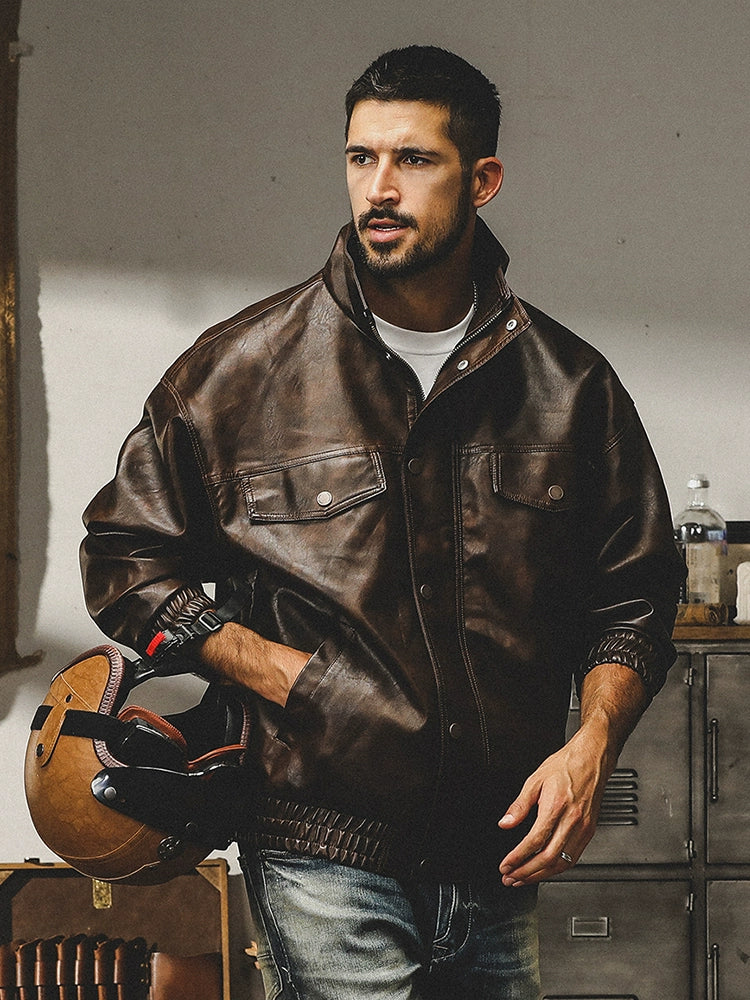 Vintage Casual Soft Faux Leather Jacket