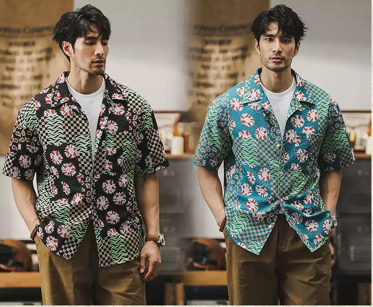Hawaiian-style Cuban Collar Beach Shirt