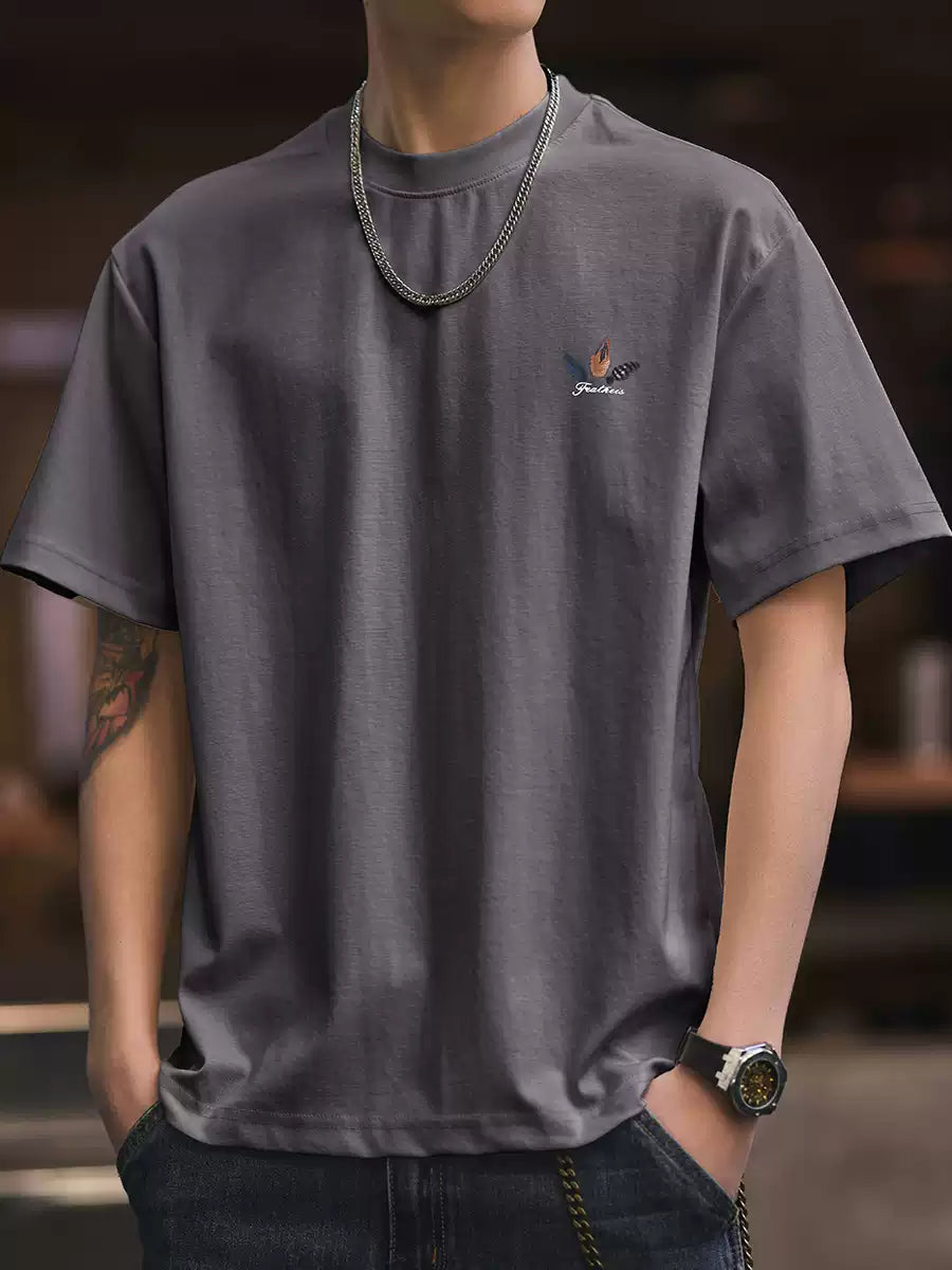 Feather Print Short-Sleeve T-Shirt