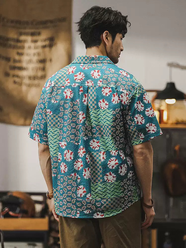 Hawaiian-style Cuban Collar Beach Shirt