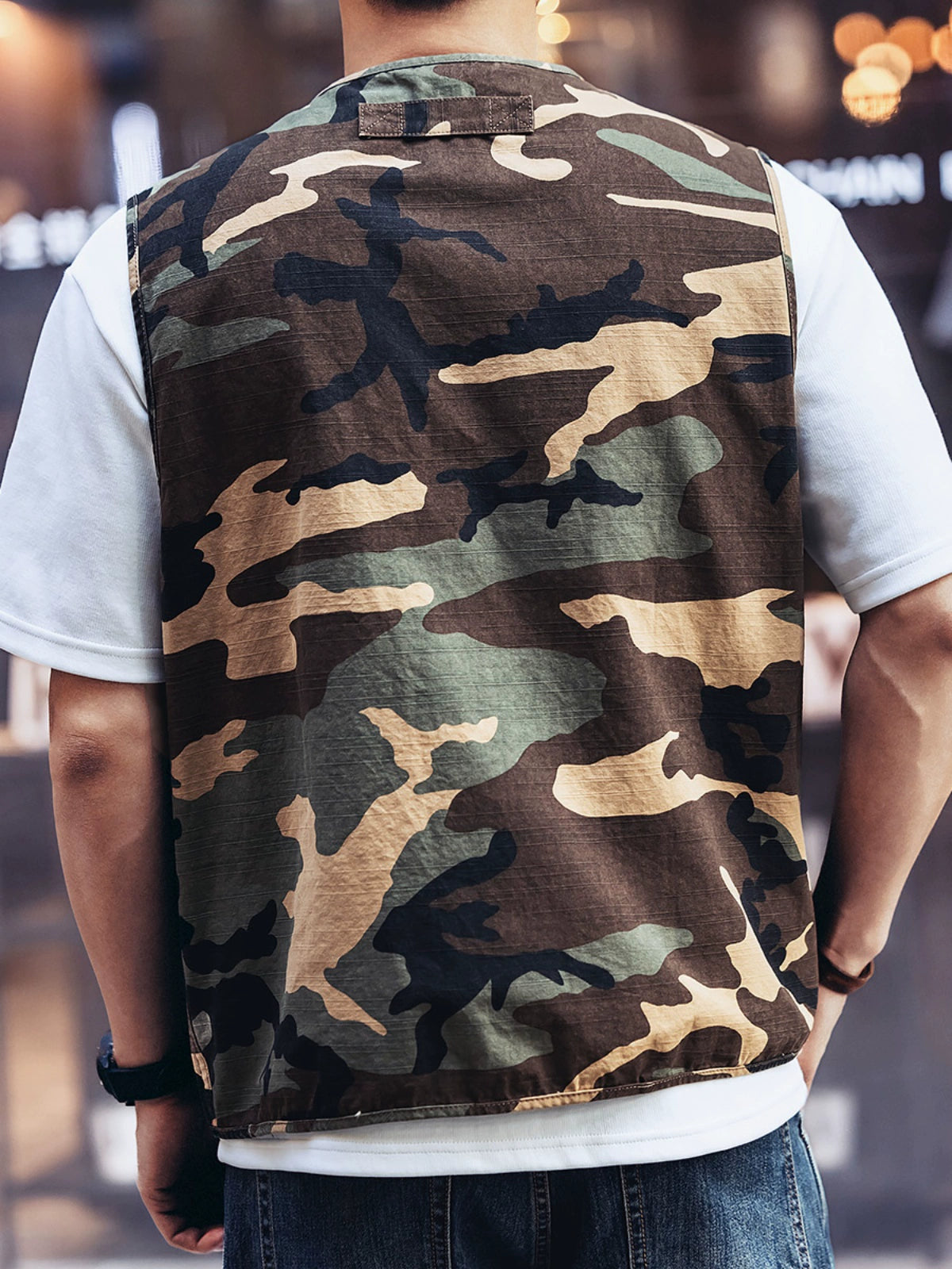 Camouflage Multi-Pocket Zip Workwear Vest
