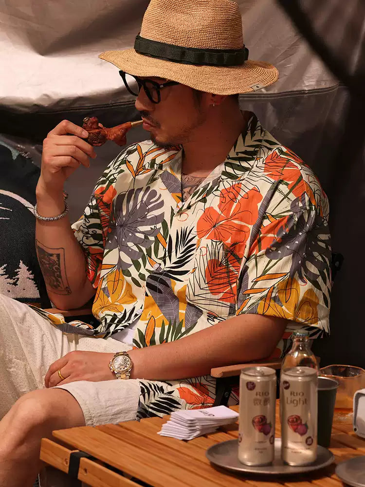 Relaxed Hawaiian Beach Style Airy Printed Shirt