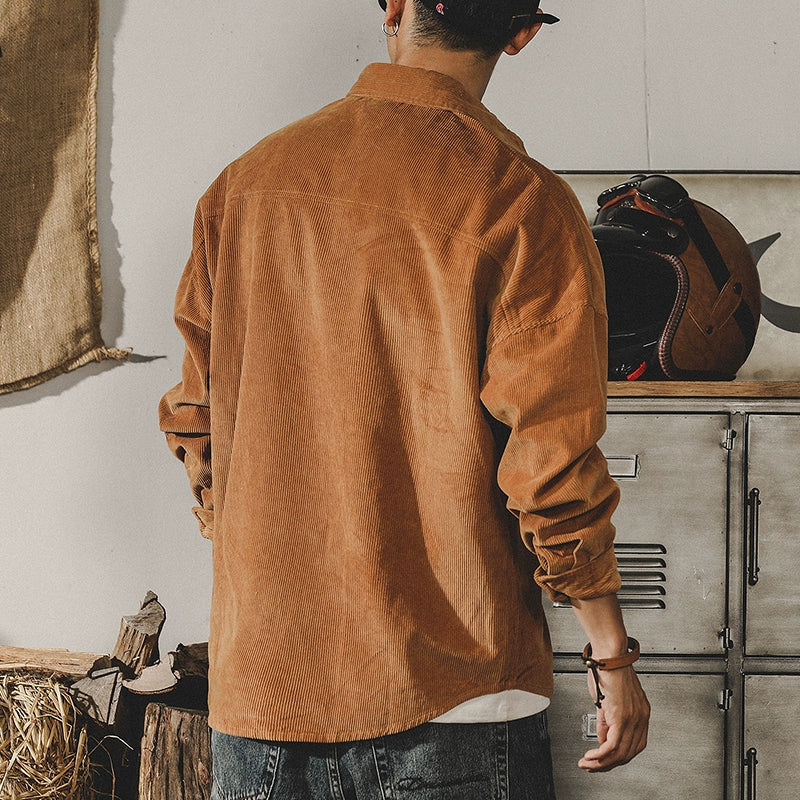 Solid Color Corduroy Long Sleeve Shirt