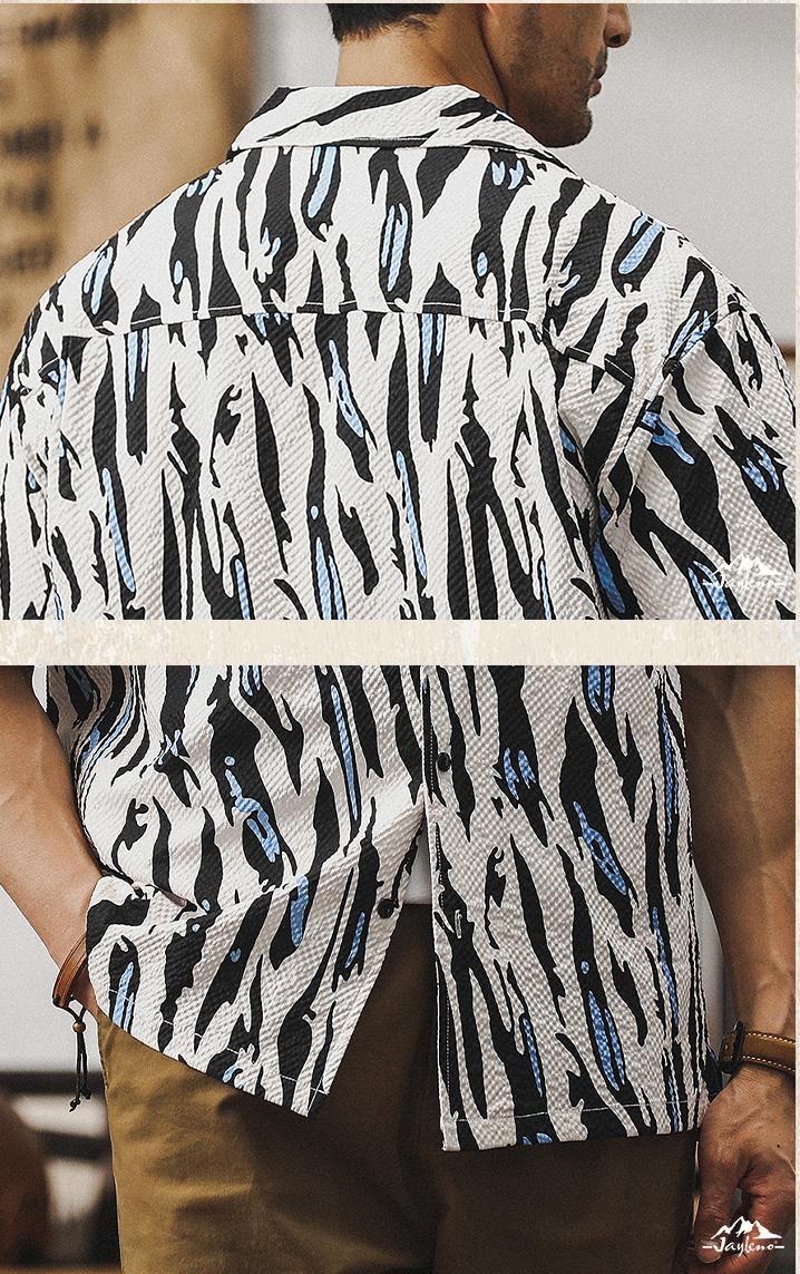 Cuban Collar Hawaiian Seersucker Shirt