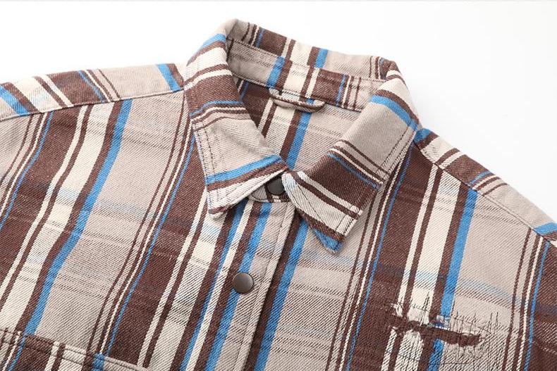 Vintage Striped Pure Cotton Long Sleeve Shirt
