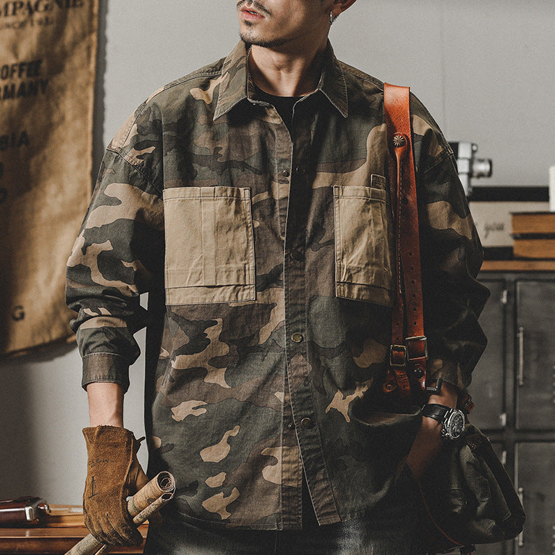 Vintage Camouflage Long Sleeve Shirt Jacket