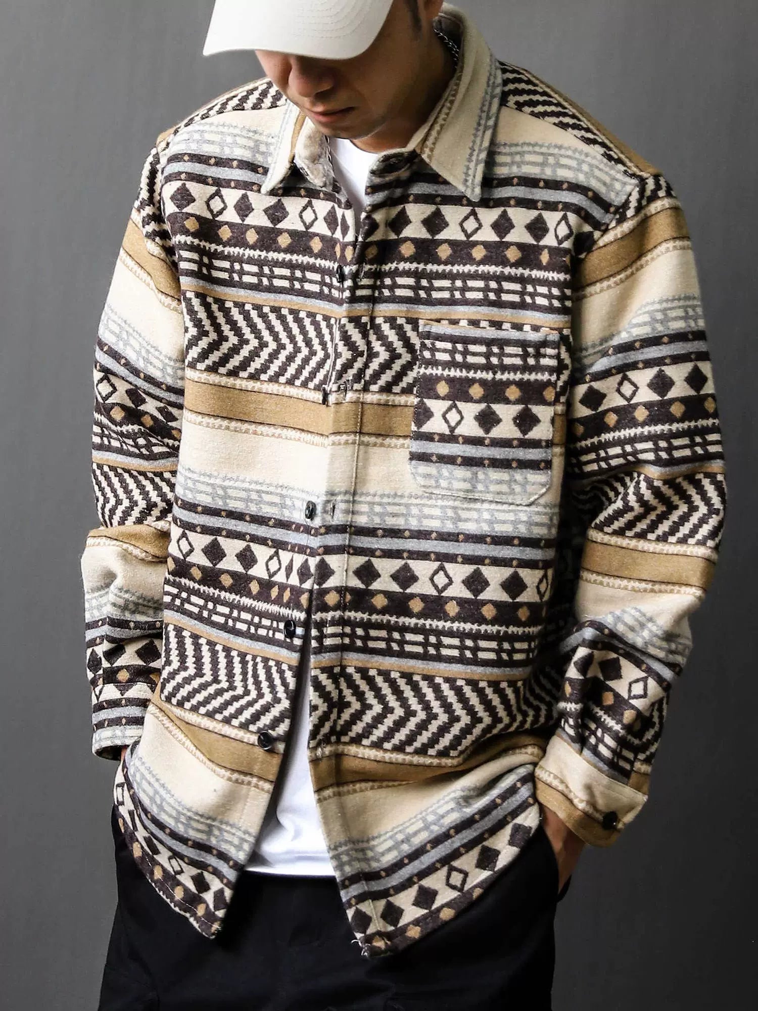 Vintage Ethnic Style Long Sleeve Shirt Jacket