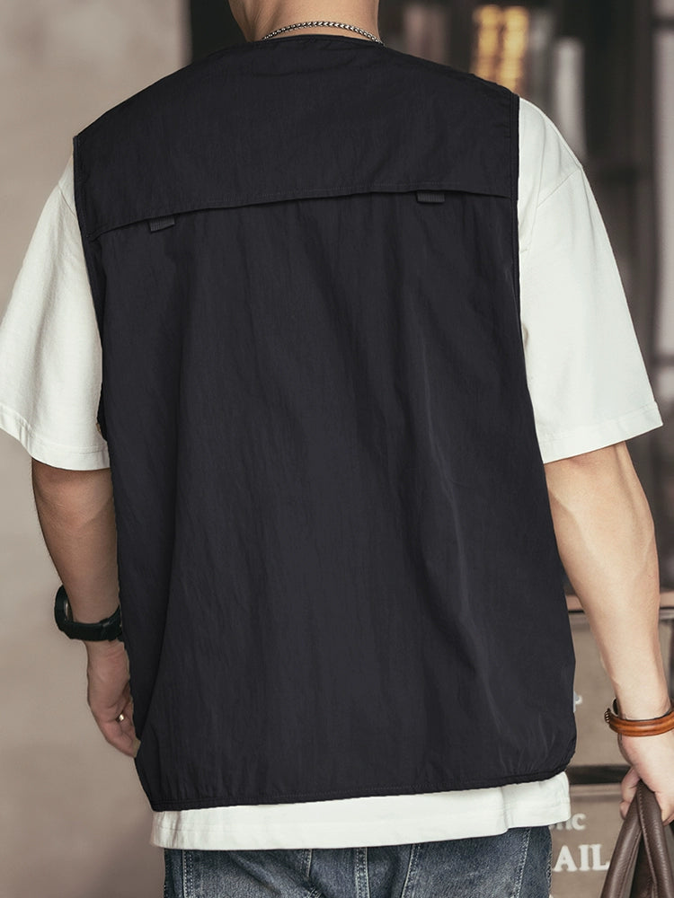 Outdoor Multi-Pocket V-Neck Zip Workwear Vest