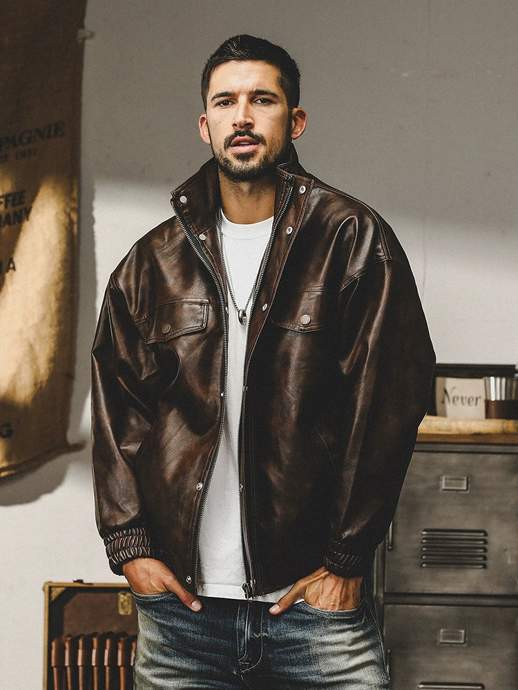 Vintage Casual Soft Faux Leather Jacket