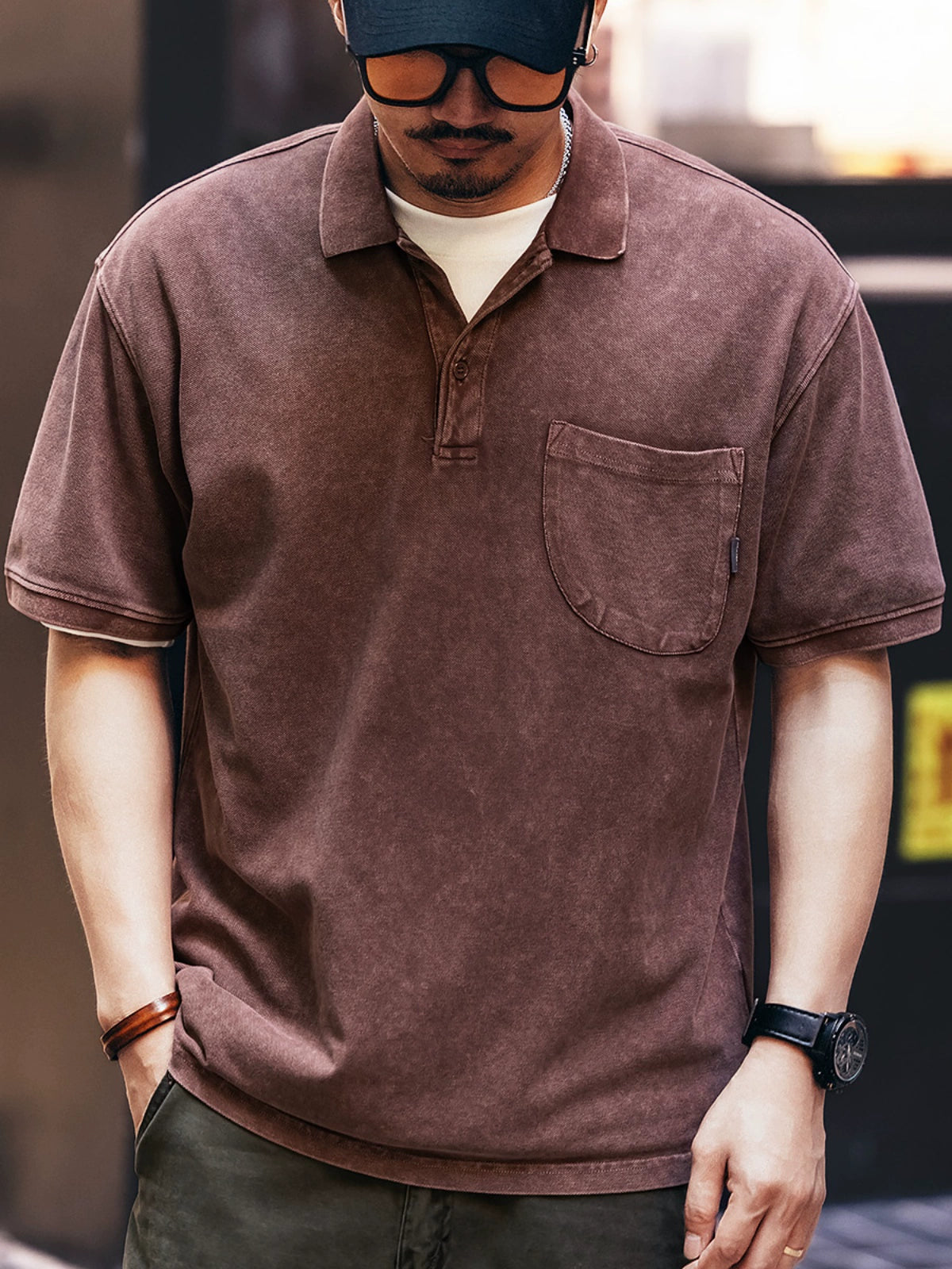 American Vintage Workwear Short Sleeve Polo T-Shirt