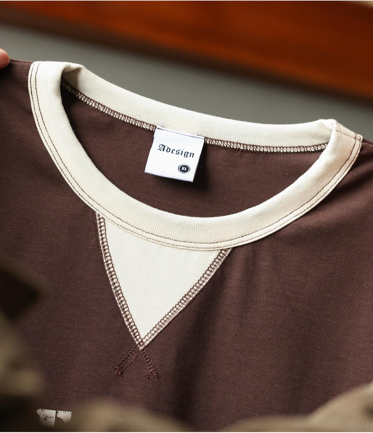 Color-Blocked Ribbed Collar & Cuff Short Sleeve T-Shirt