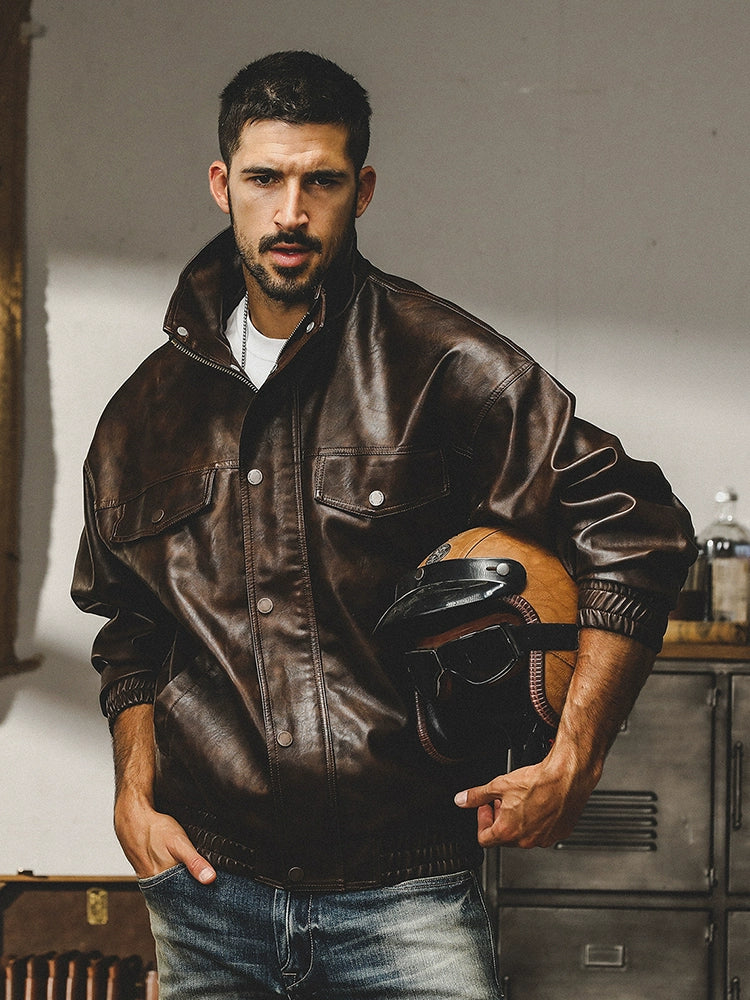 Vintage Casual Soft Faux Leather Jacket