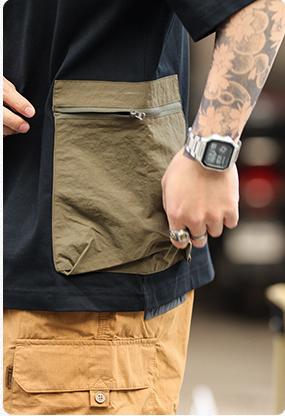 Vintage Outdoor Zip Pocket Short Sleeve T-Shirt