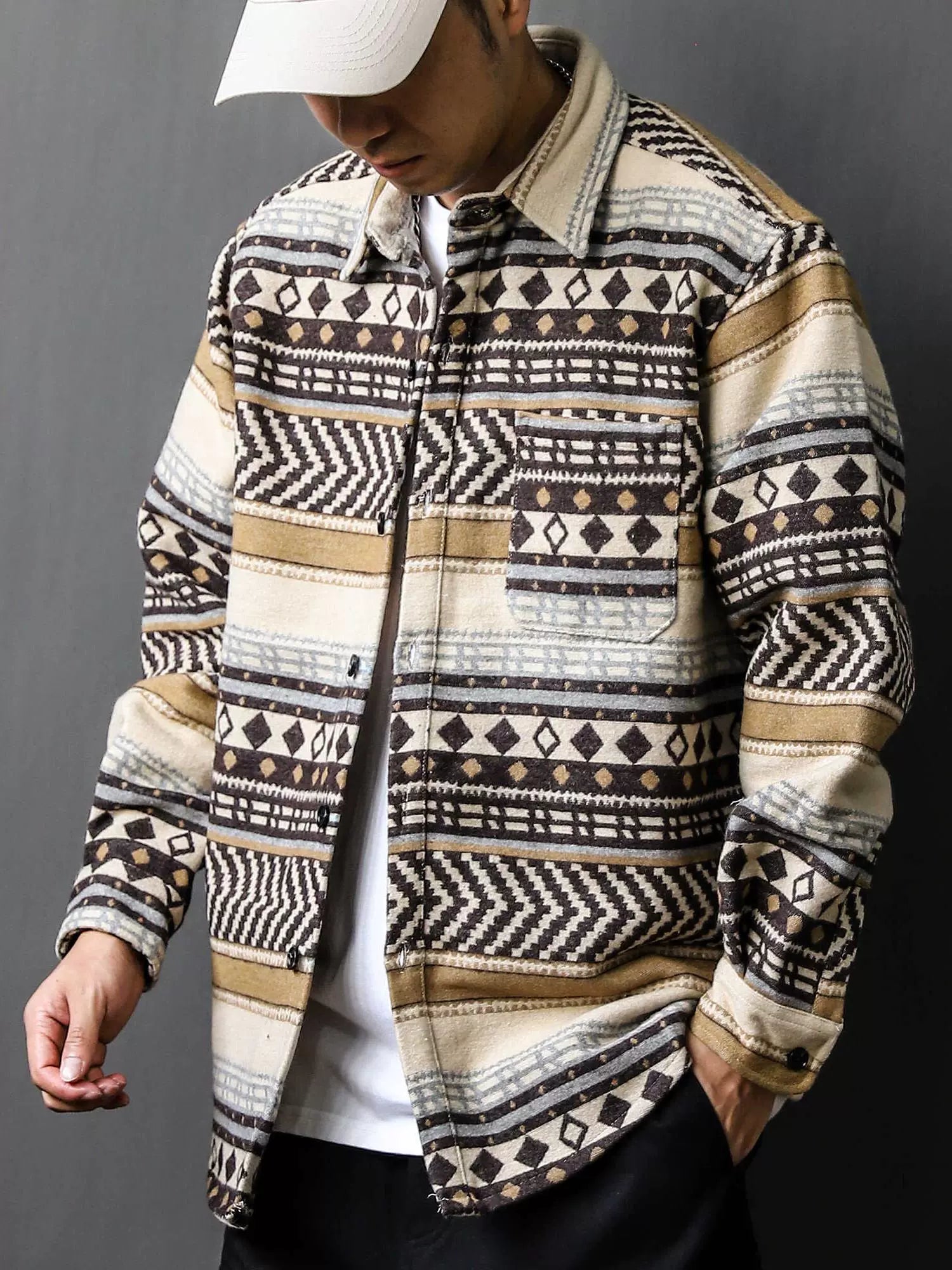 Vintage Ethnic Style Long Sleeve Shirt Jacket