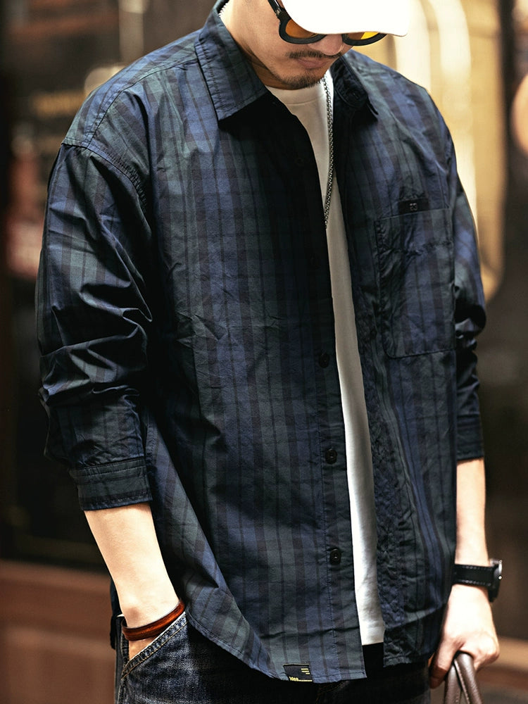 Vintage Subtle Checked Long-Sleeve Jac-Shirt