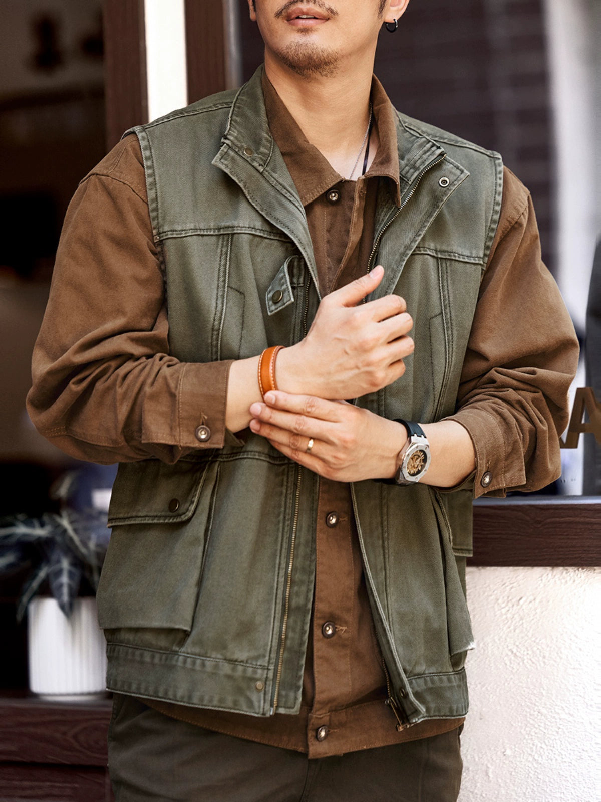 Retro Outdoor Work Pocket Vest