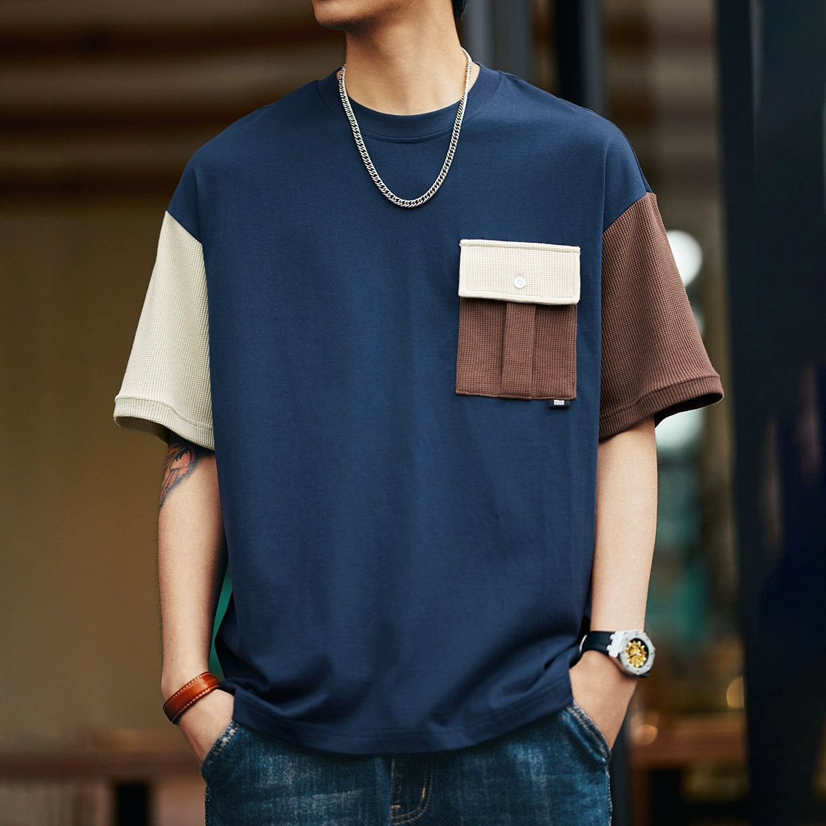 Pocket Color-Block T-Shirt