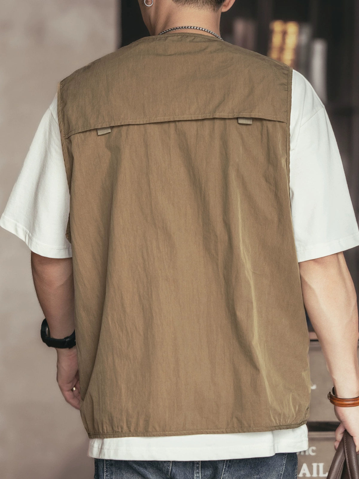 Outdoor Multi-Pocket V-Neck Zip Workwear Vest