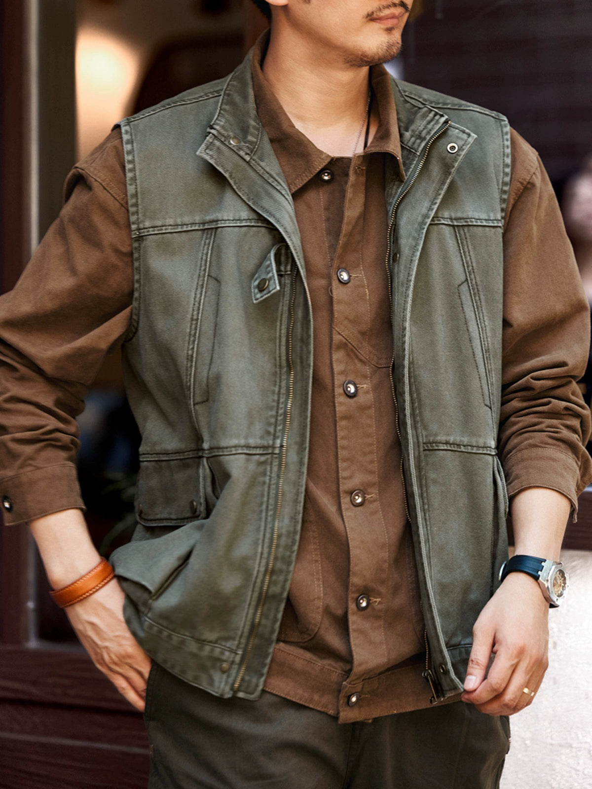 Retro Outdoor Work Pocket Vest