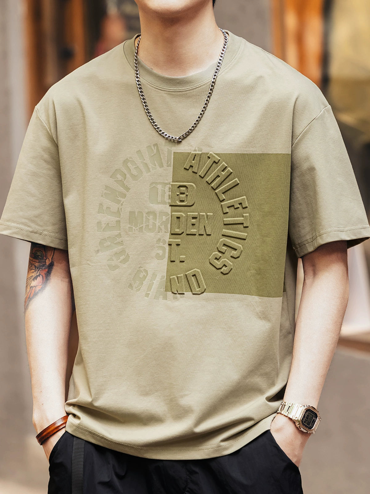 3D Printed Ice Silk Patchwork Short T-Shirt