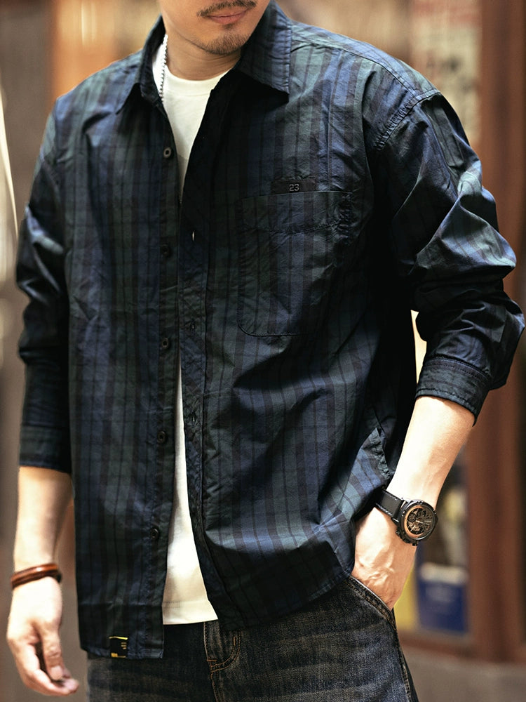 Vintage Subtle Checked Long-Sleeve Jac-Shirt