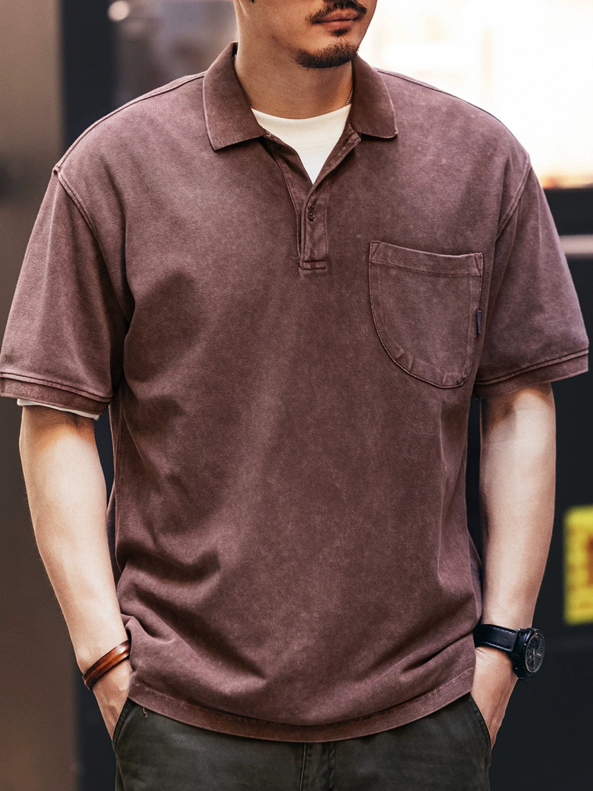 American Vintage Workwear Short Sleeve Polo T-Shirt
