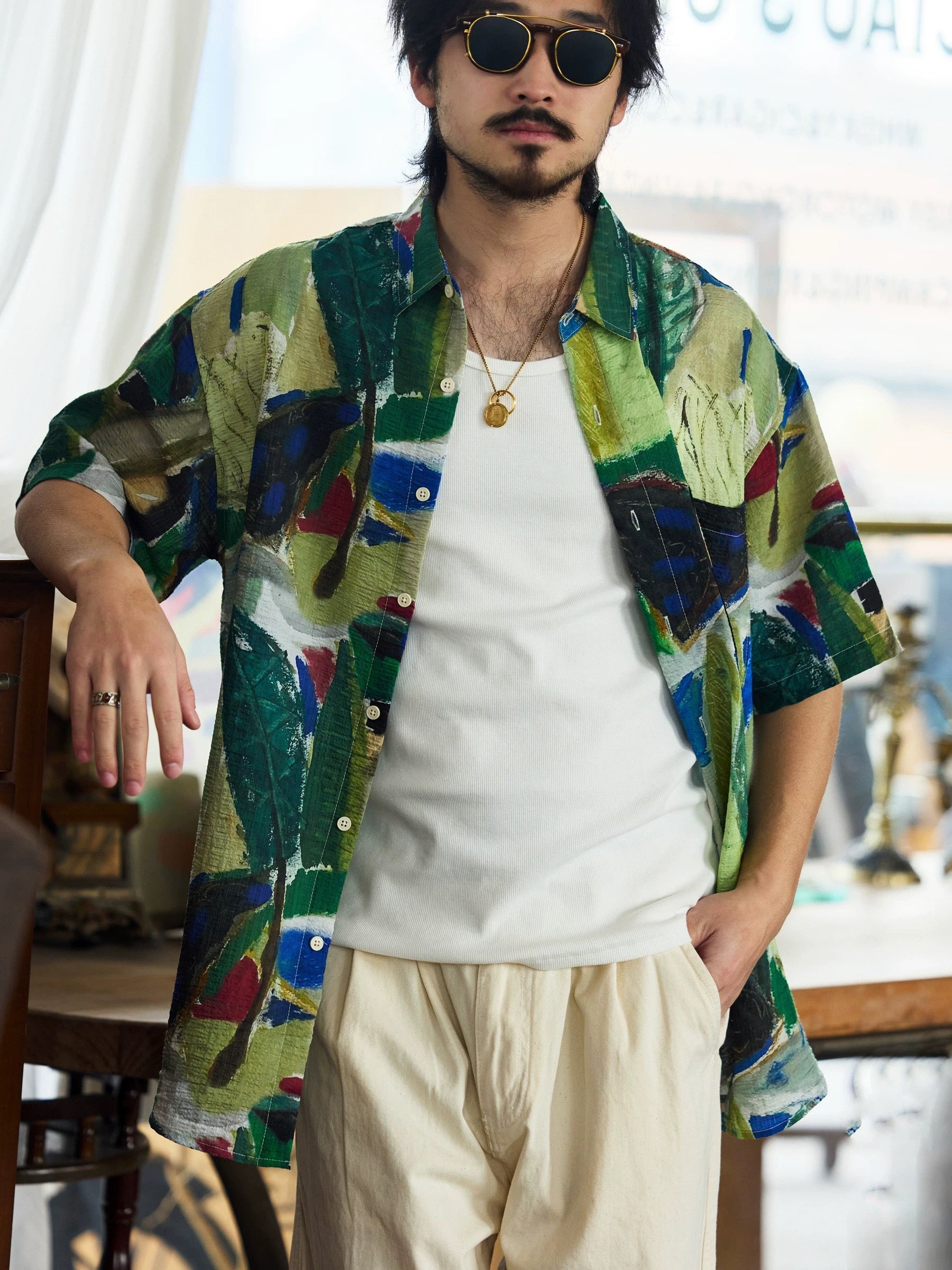 Hawaiian Oil Painting Print Shirt