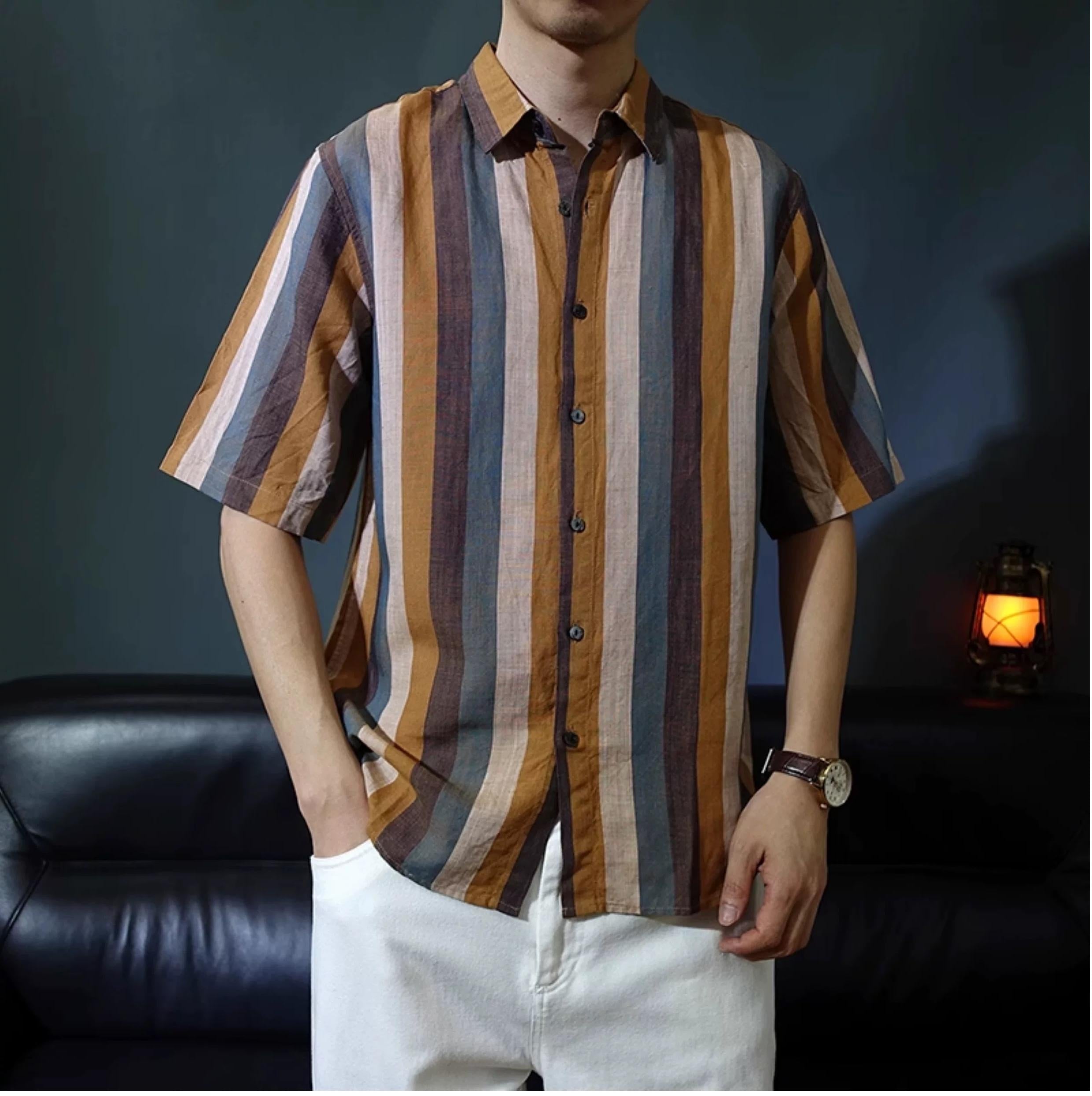 Cotton Vintage Striped Shirt