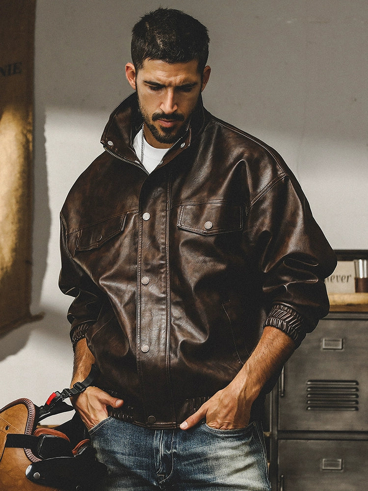 Vintage Casual Soft Faux Leather Jacket