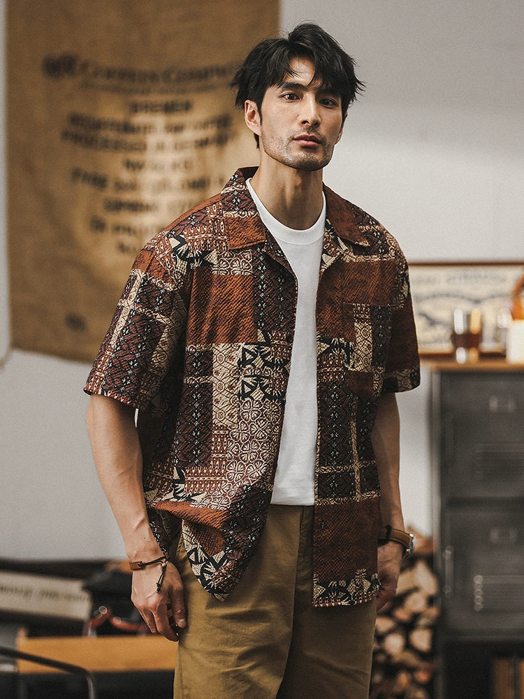 Hawaiian-style Cuban Collar Shirt