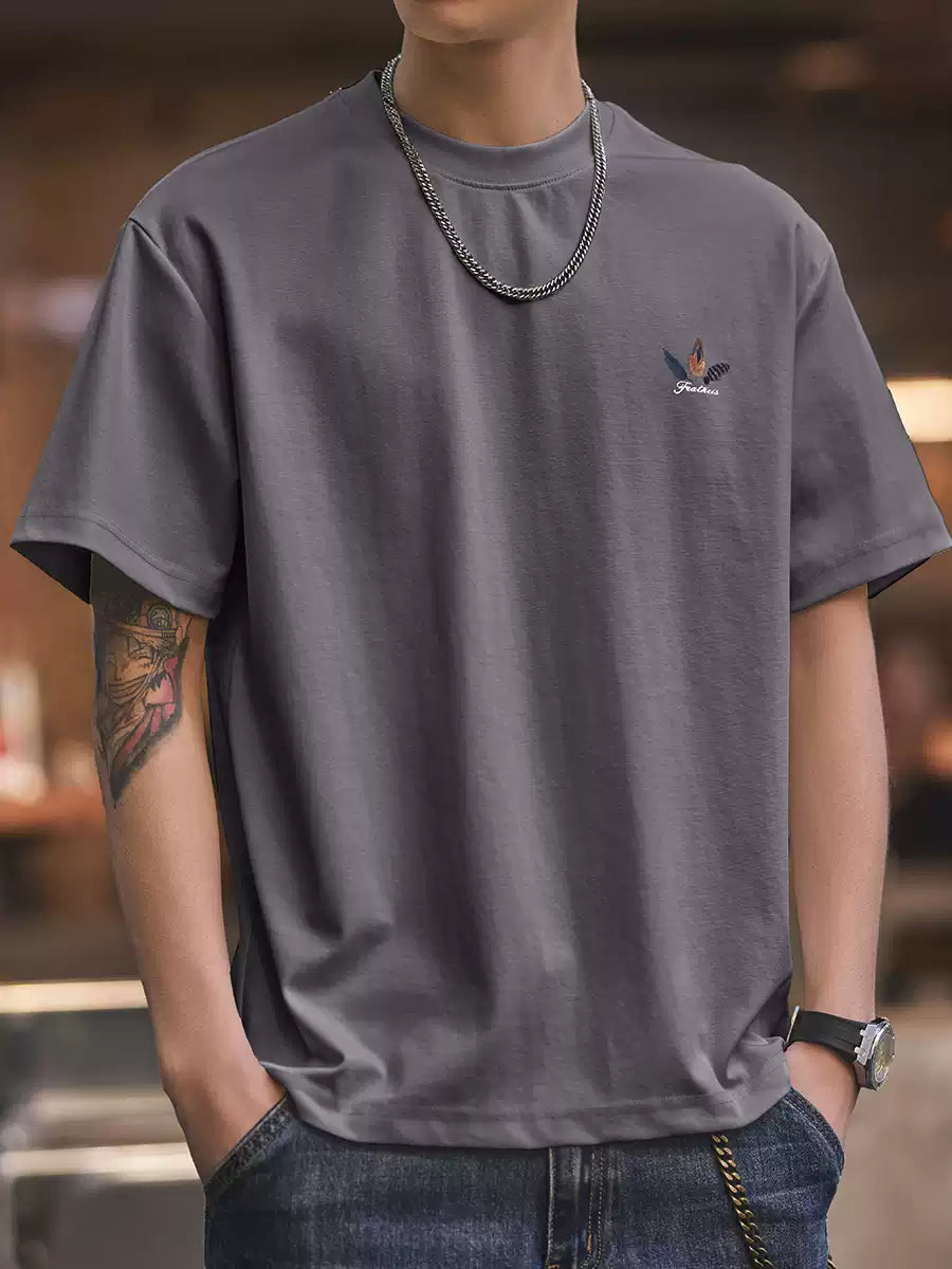 Feather Print Short-Sleeve T-Shirt