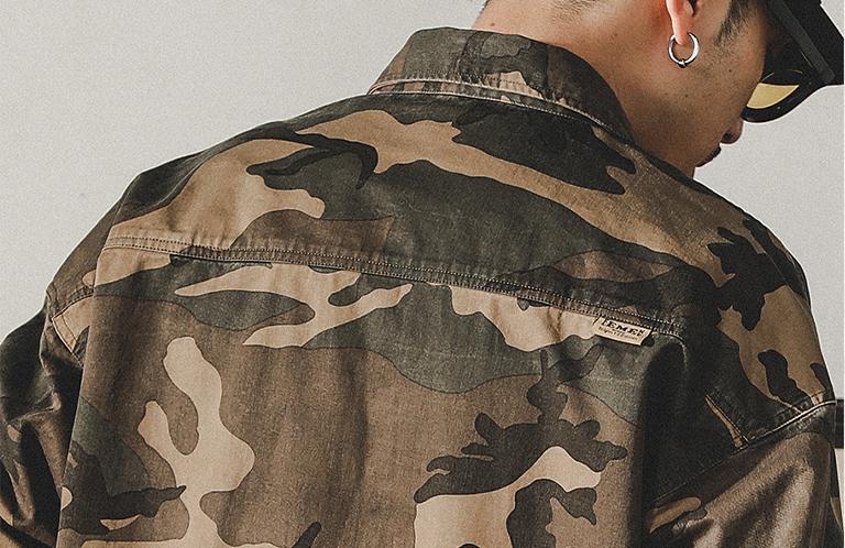 Vintage Camouflage Long Sleeve Shirt Jacket