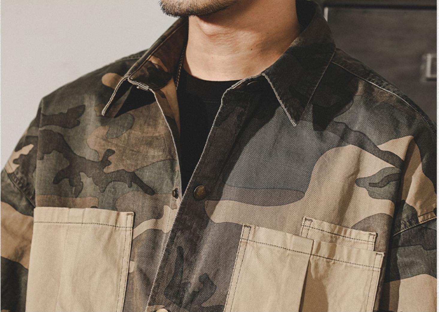 Vintage Camouflage Long Sleeve Shirt Jacket