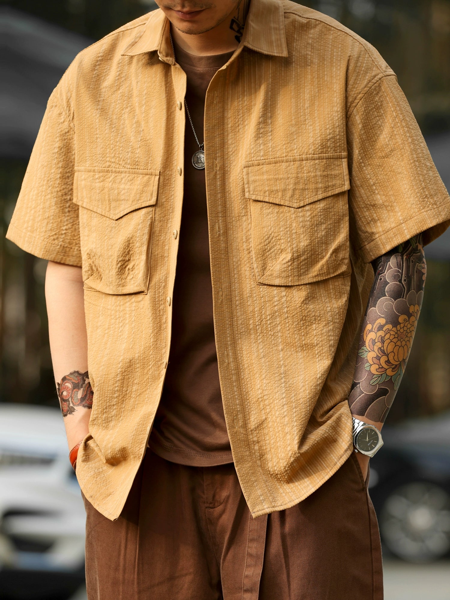 Shadow Stripe Seersucker Short Sleeve Shirt