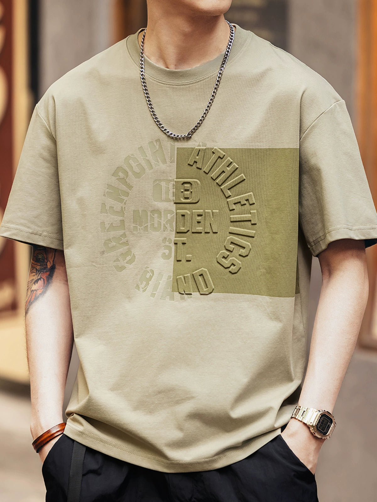 3D Printed Ice Silk Patchwork Short T-Shirt