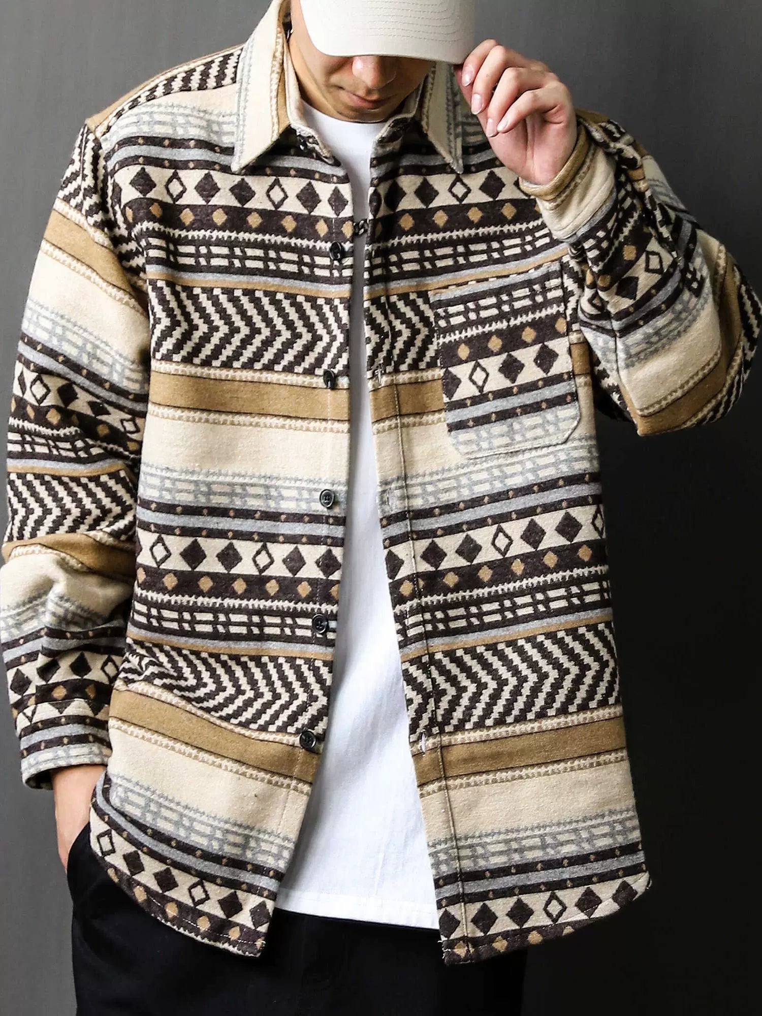 Vintage Ethnic Style Long Sleeve Shirt Jacket