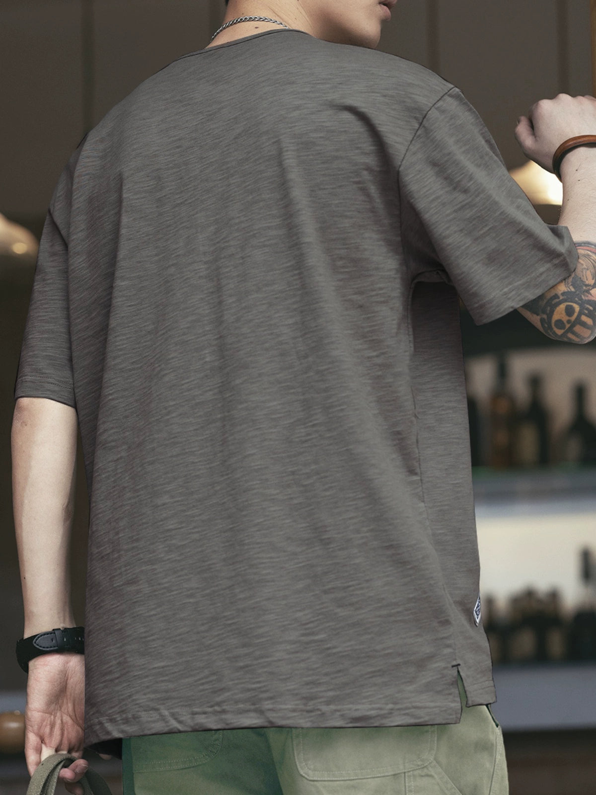 Retro Slub Henley Collar Short-Sleeve T-Shirt