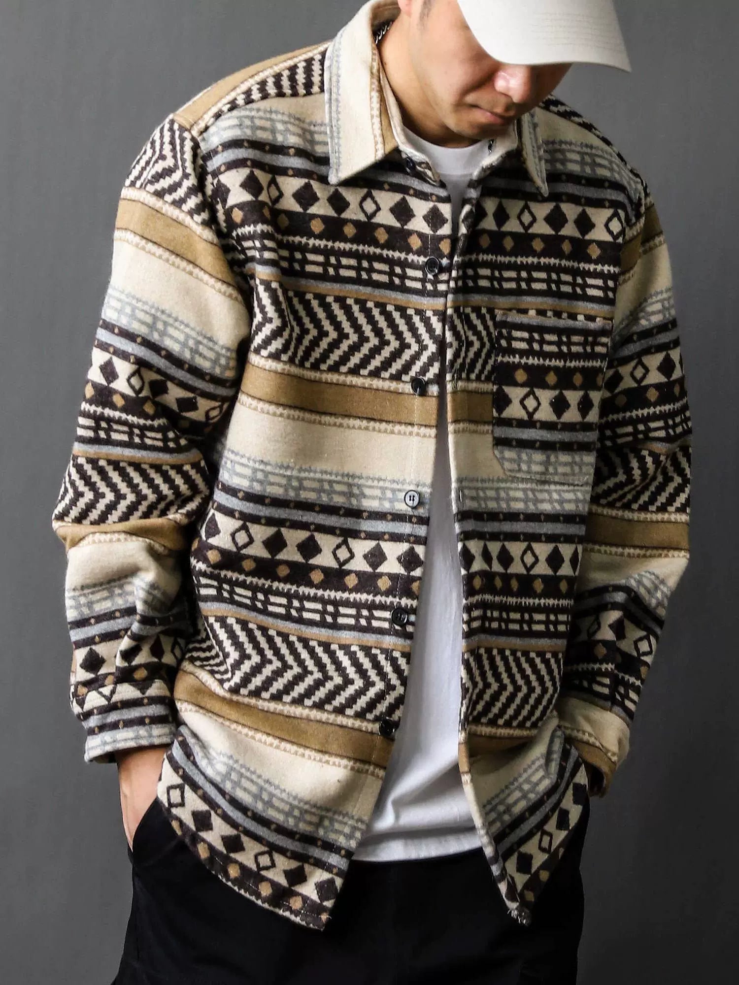 Vintage Ethnic Style Long Sleeve Shirt Jacket