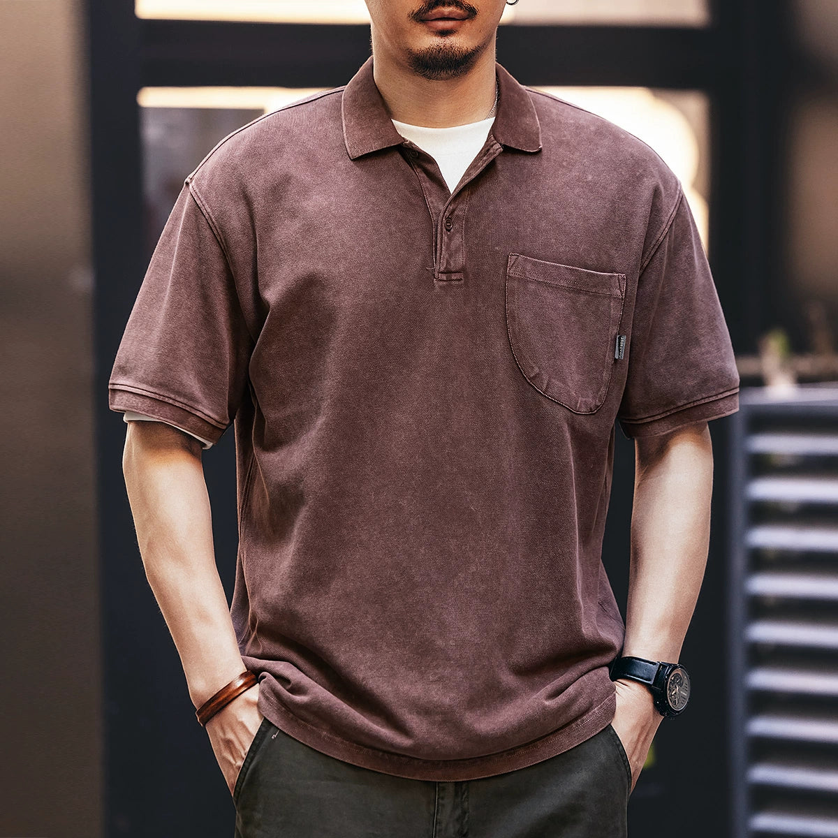 American Vintage Workwear Short Sleeve Polo T-Shirt