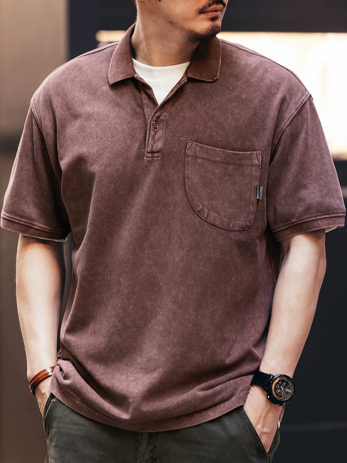American Vintage Workwear Short Sleeve Polo T-Shirt