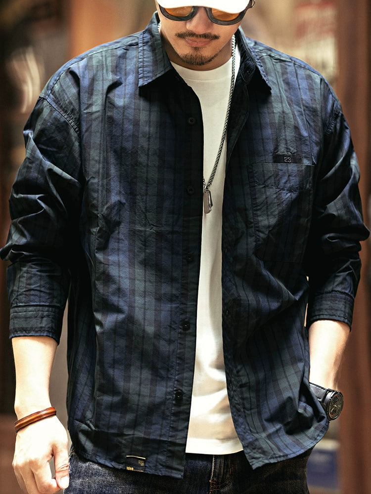 Vintage Subtle Checked Long-Sleeve Jac-Shirt